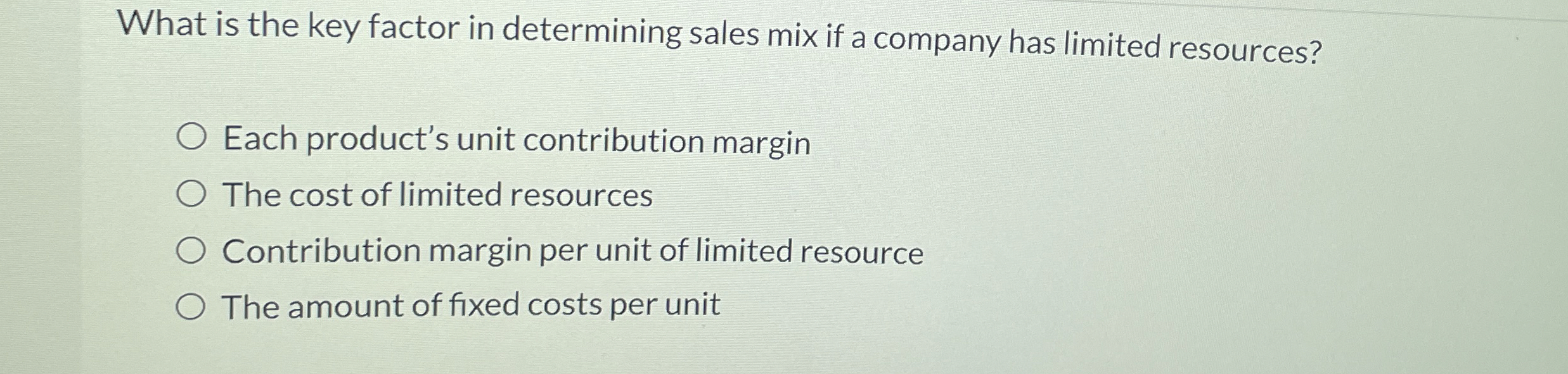 What is the key factor in determining sales mix