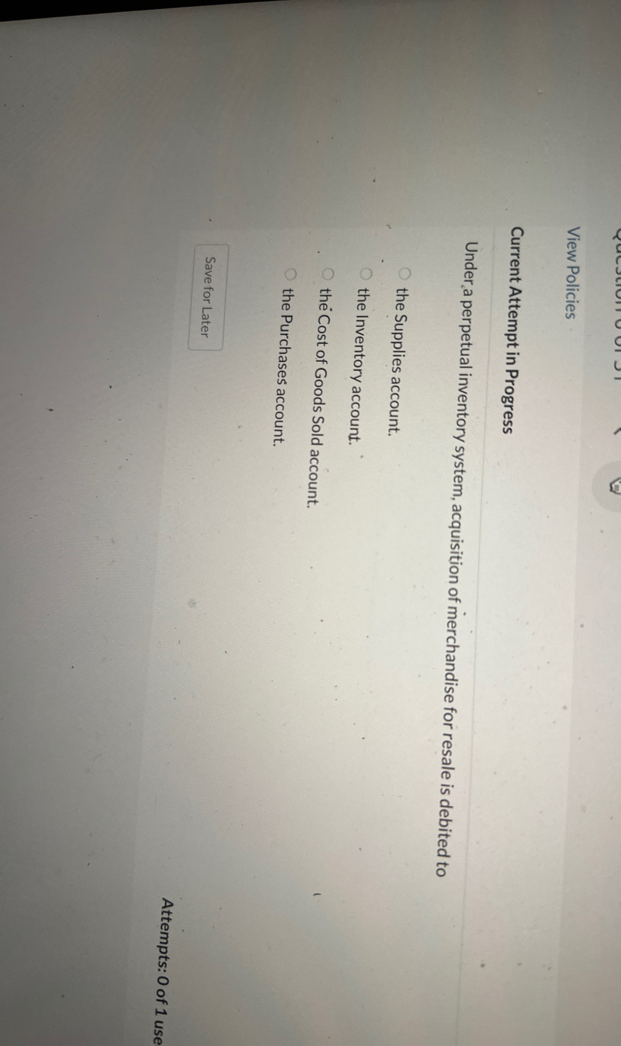 View Policies Current Attempt in Progress Under a