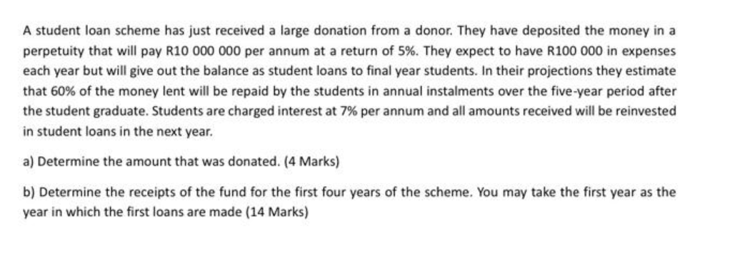 A student loan scheme has just received a large