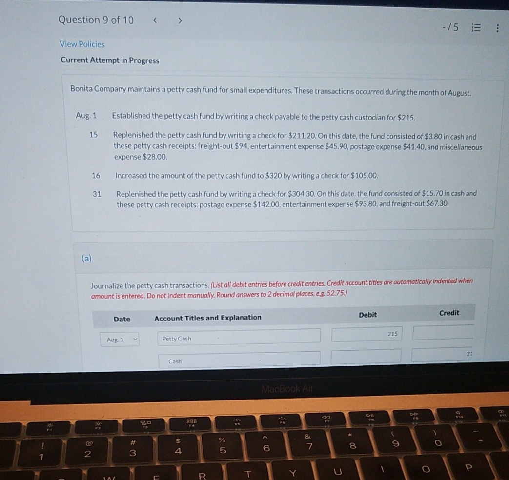 only missing 8/15 cash over and short and 8/31