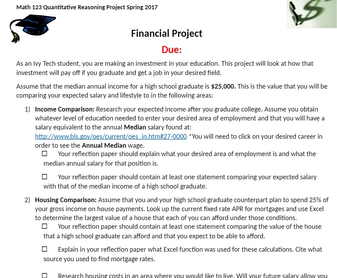 Math 123 Quantitative Reasoning Project Spring