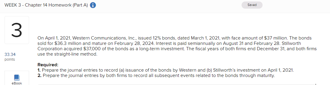\f\fWEEK 3 - Chapter 14 Homework (Part A) i Saved