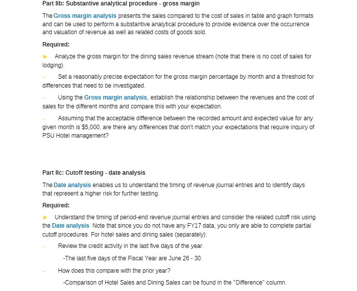 Part IIb: Substantive analytical procedure -