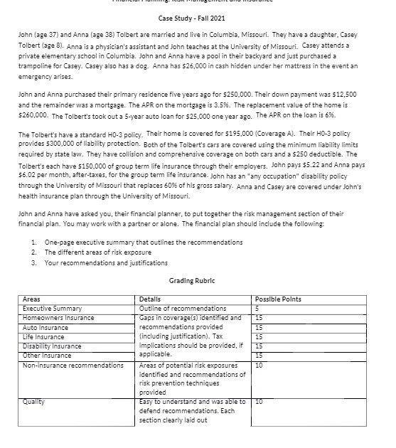 Case Study - Fall 2021 John (age 37) and Anne