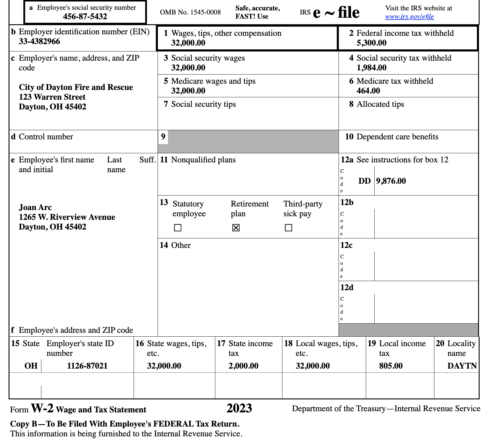 Noah and Joan Arc's Tax Return Note: This