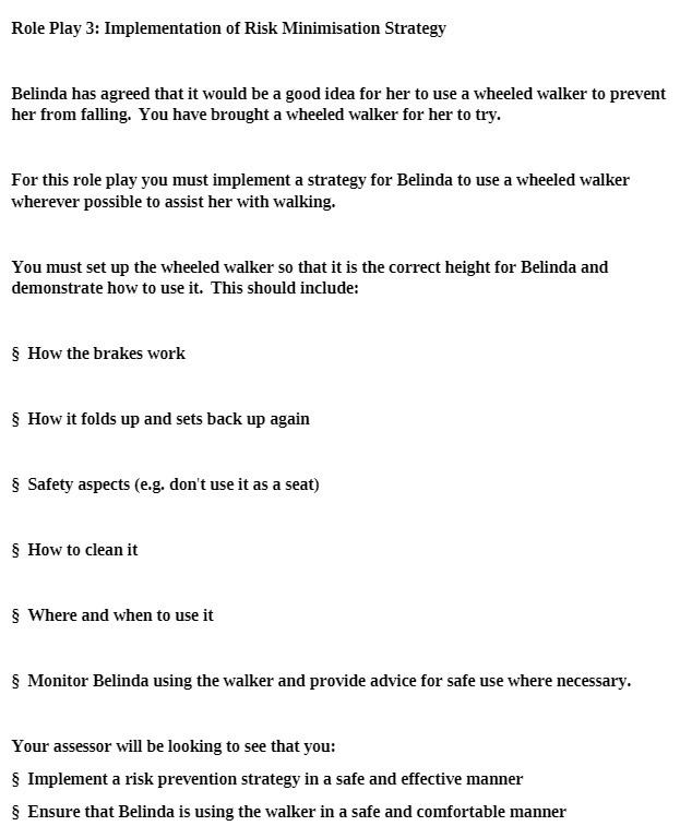 Role Play 3: Implementation of Risk Minimisation