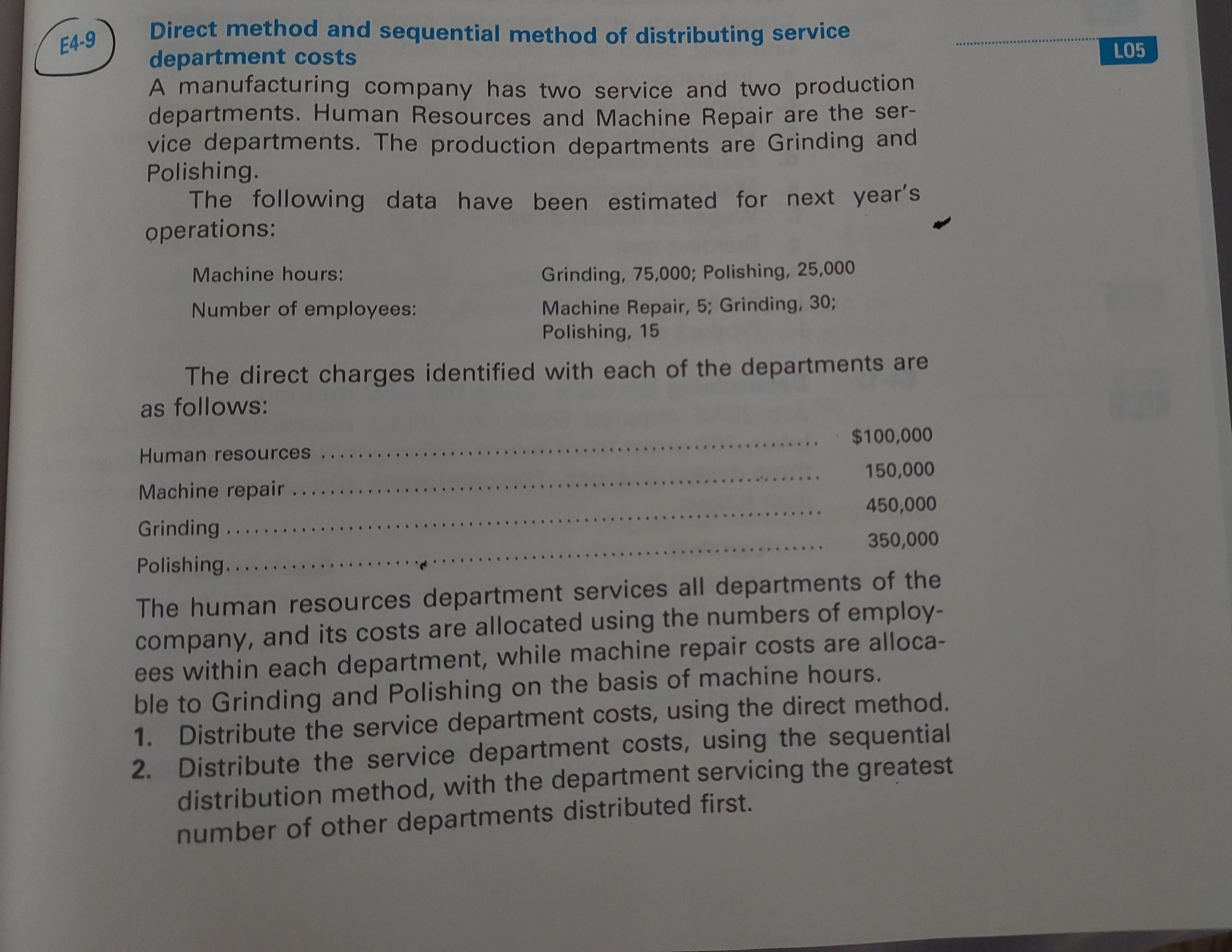 E4-9 Direct method and sequential method of