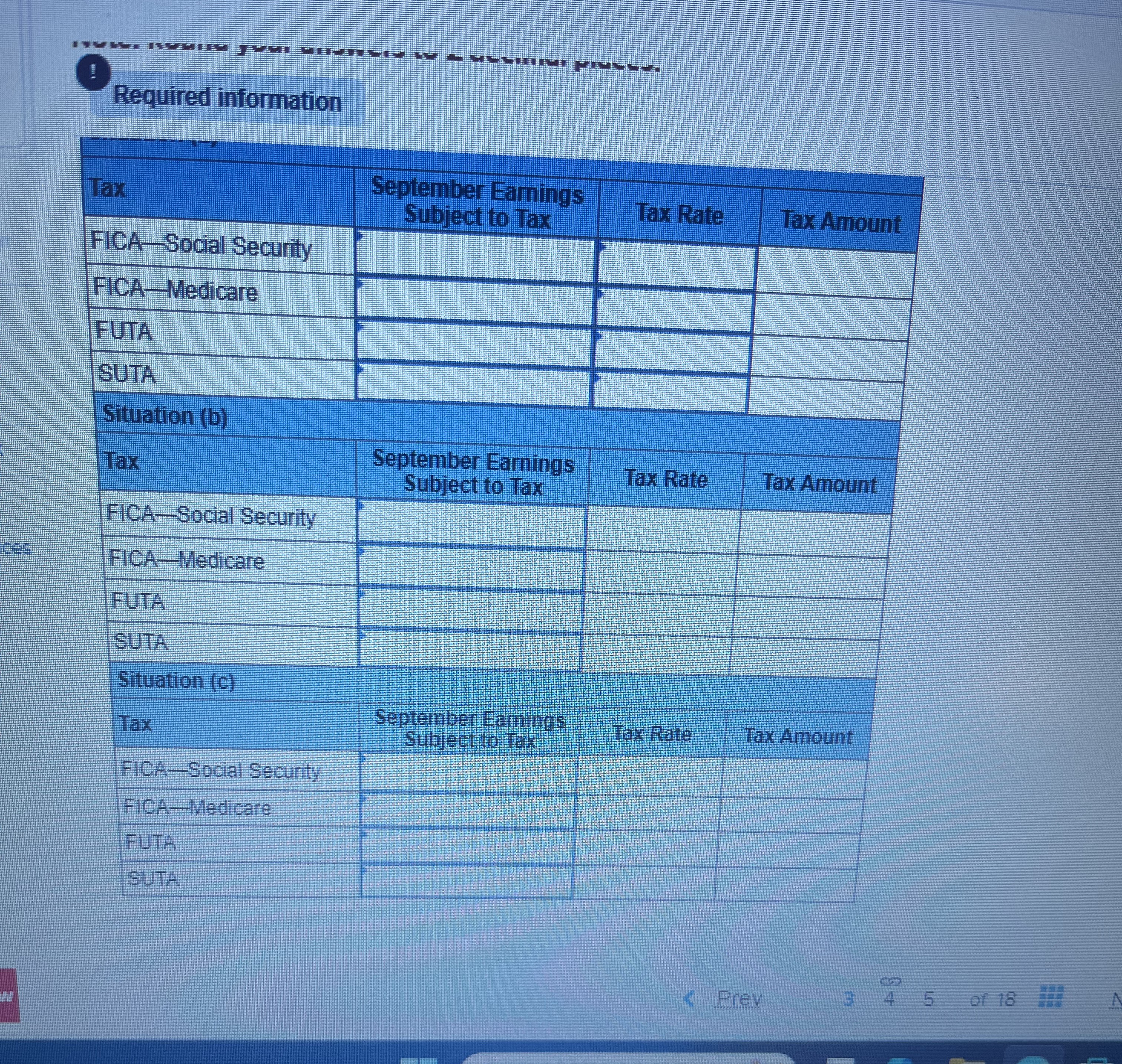 Required information Use the following