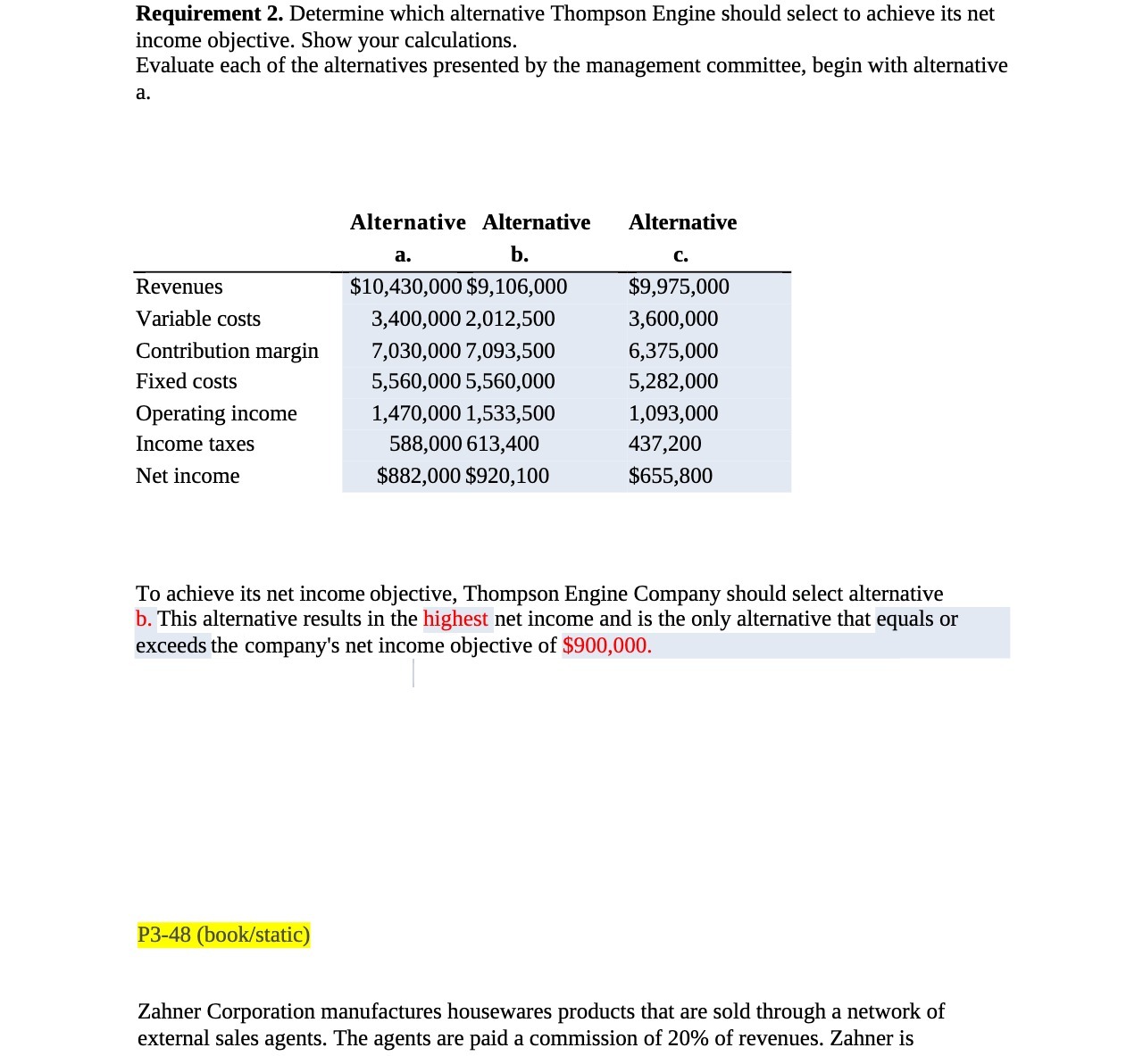 Requirement 2. Determine which alternative