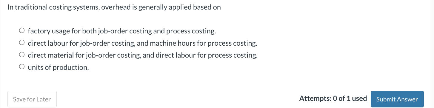 In traditional costing systems, overhead is