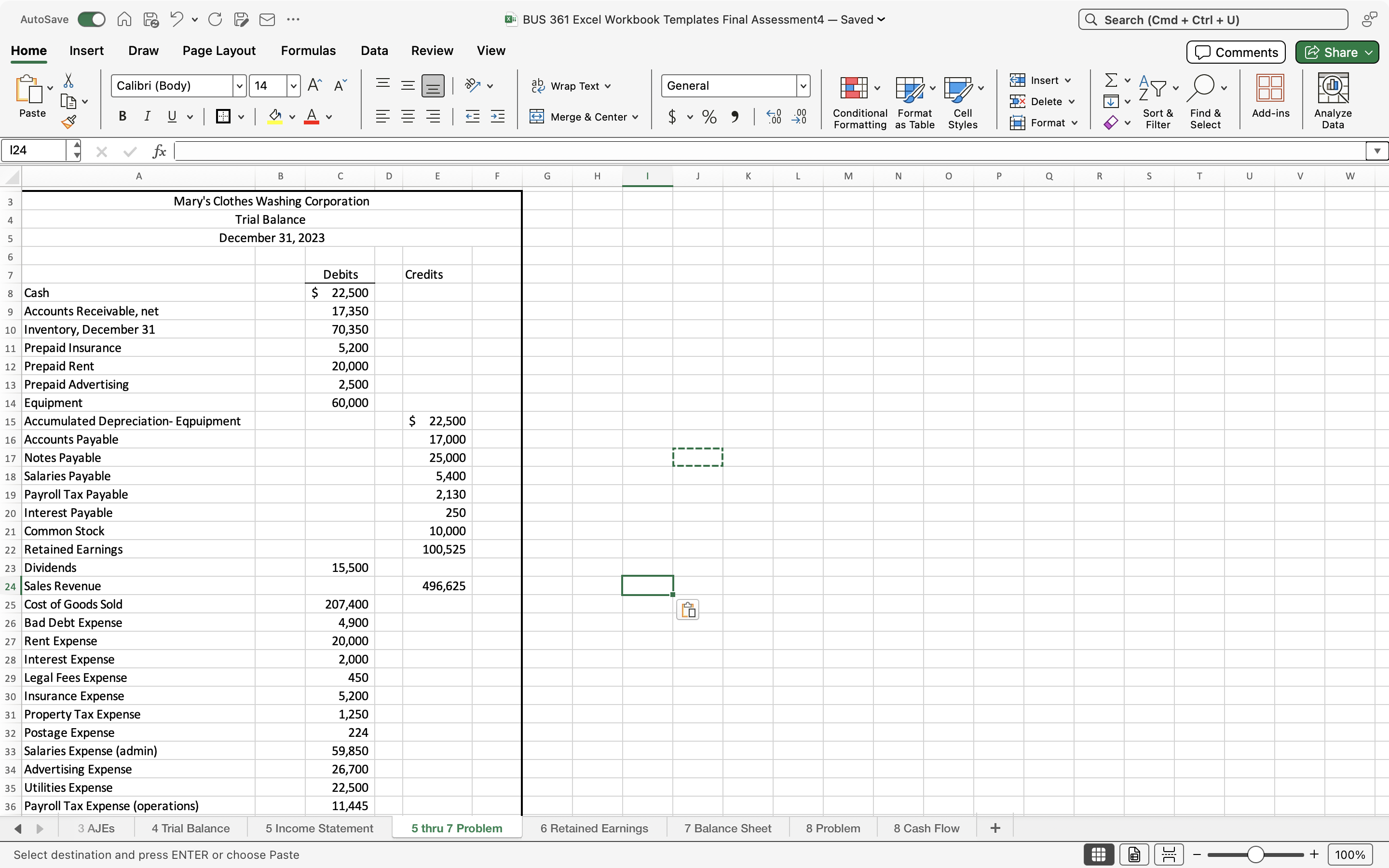 AutoSave On F . C DO ... X BUS 361 Excel Workbook