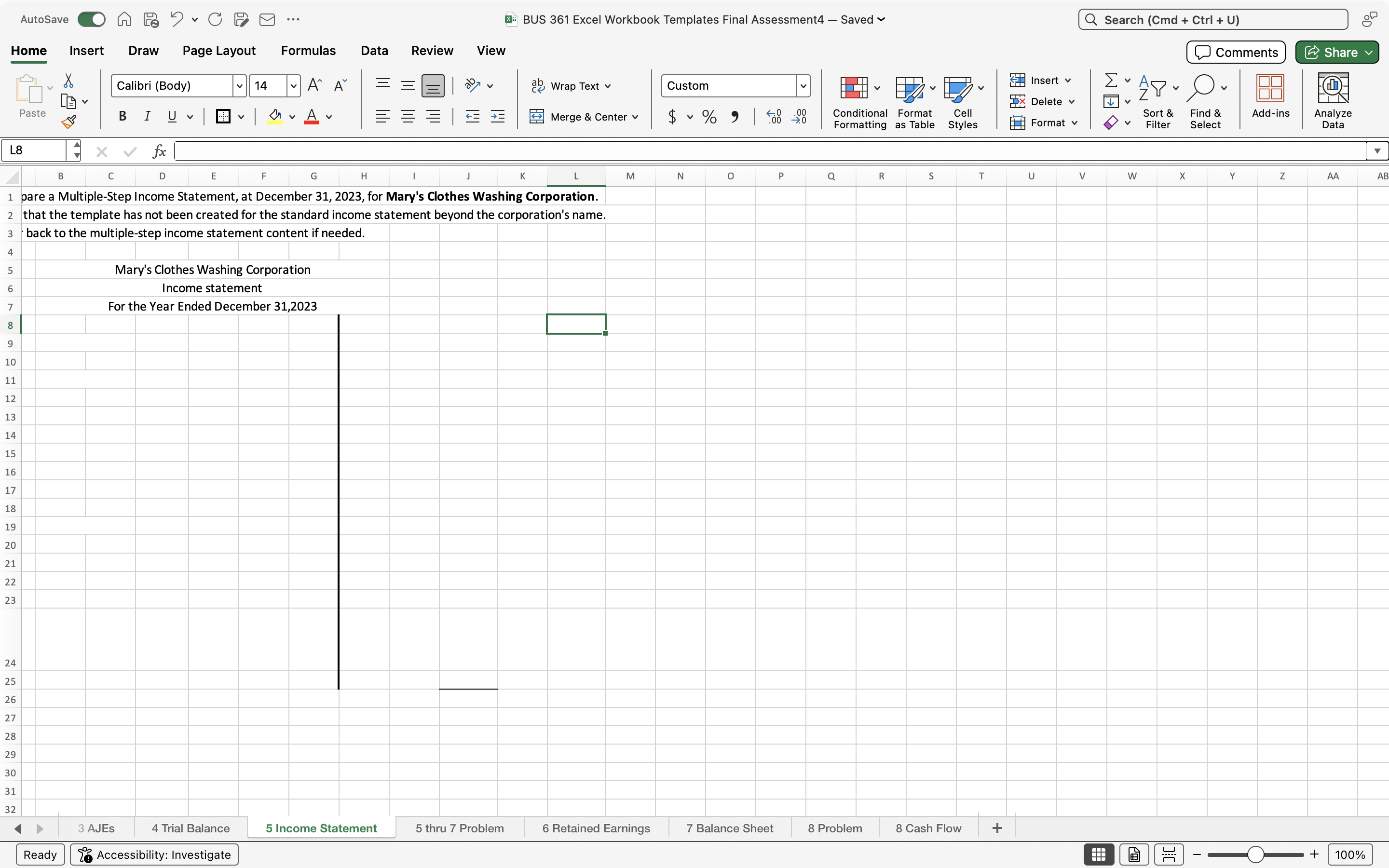 AutoSave On F . C DO ... X BUS 361 Excel Workbook