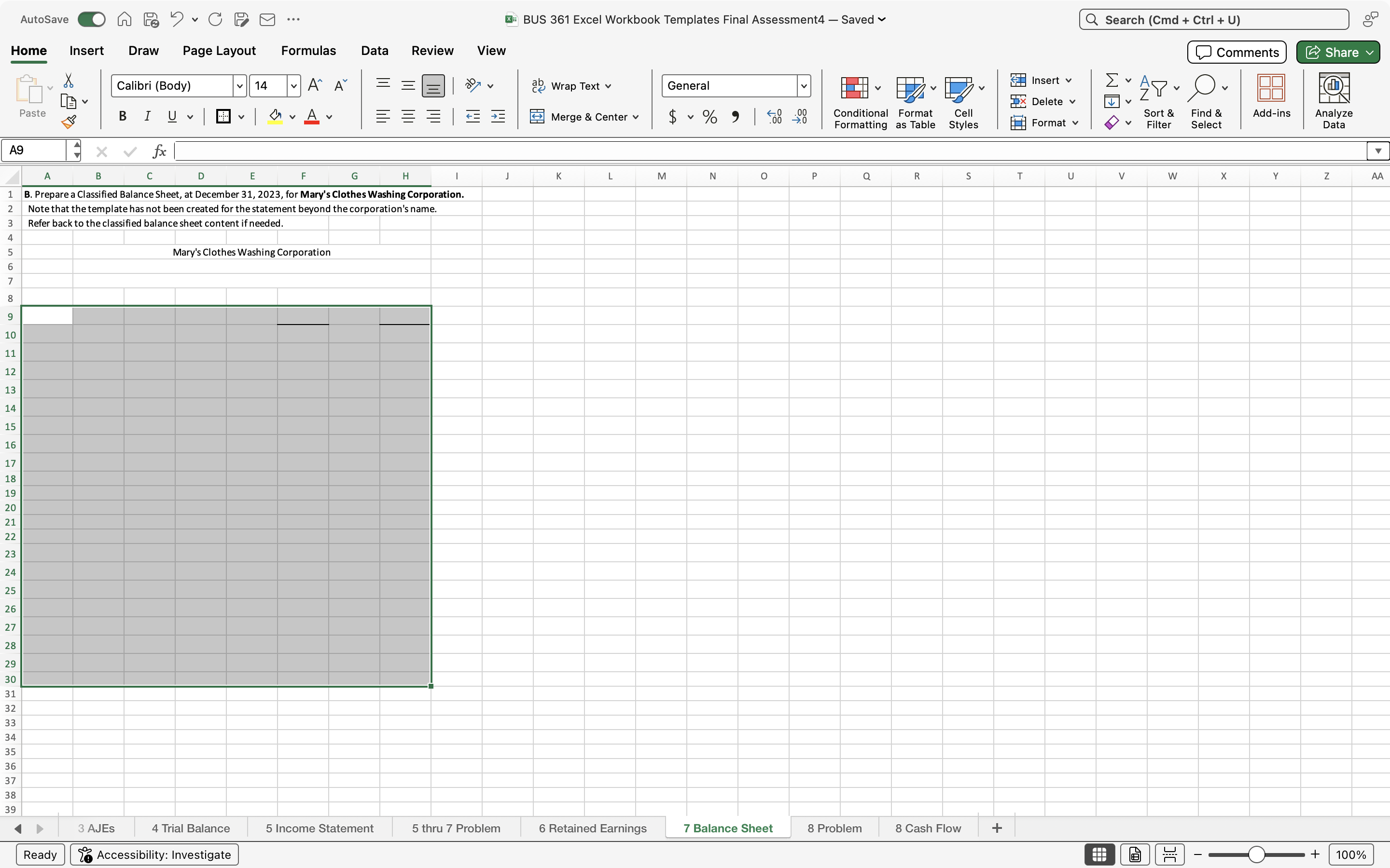AutoSave On F . C DO ... X BUS 361 Excel Workbook