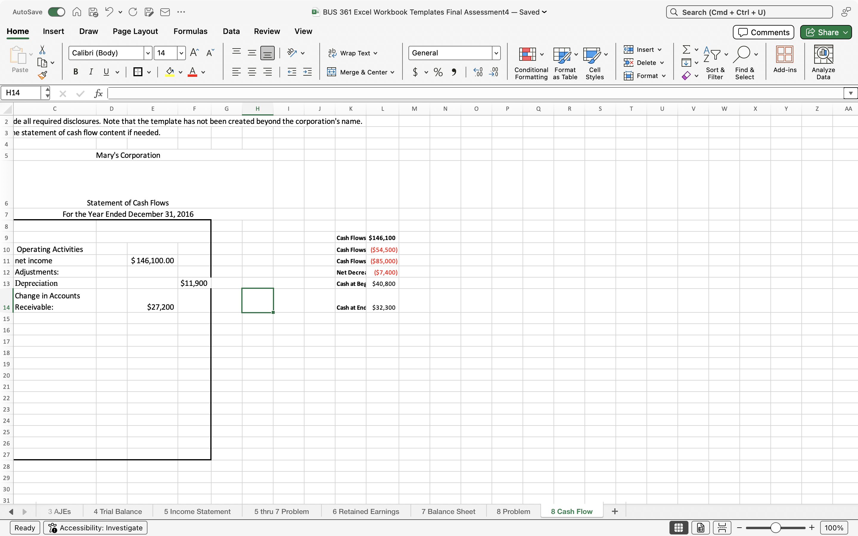 AutoSave On F . C DO ... X BUS 361 Excel Workbook