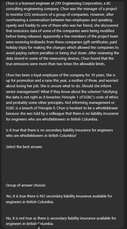 answer this please Chun is a licensed engineer at