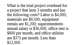 What is the total project overhead for a project