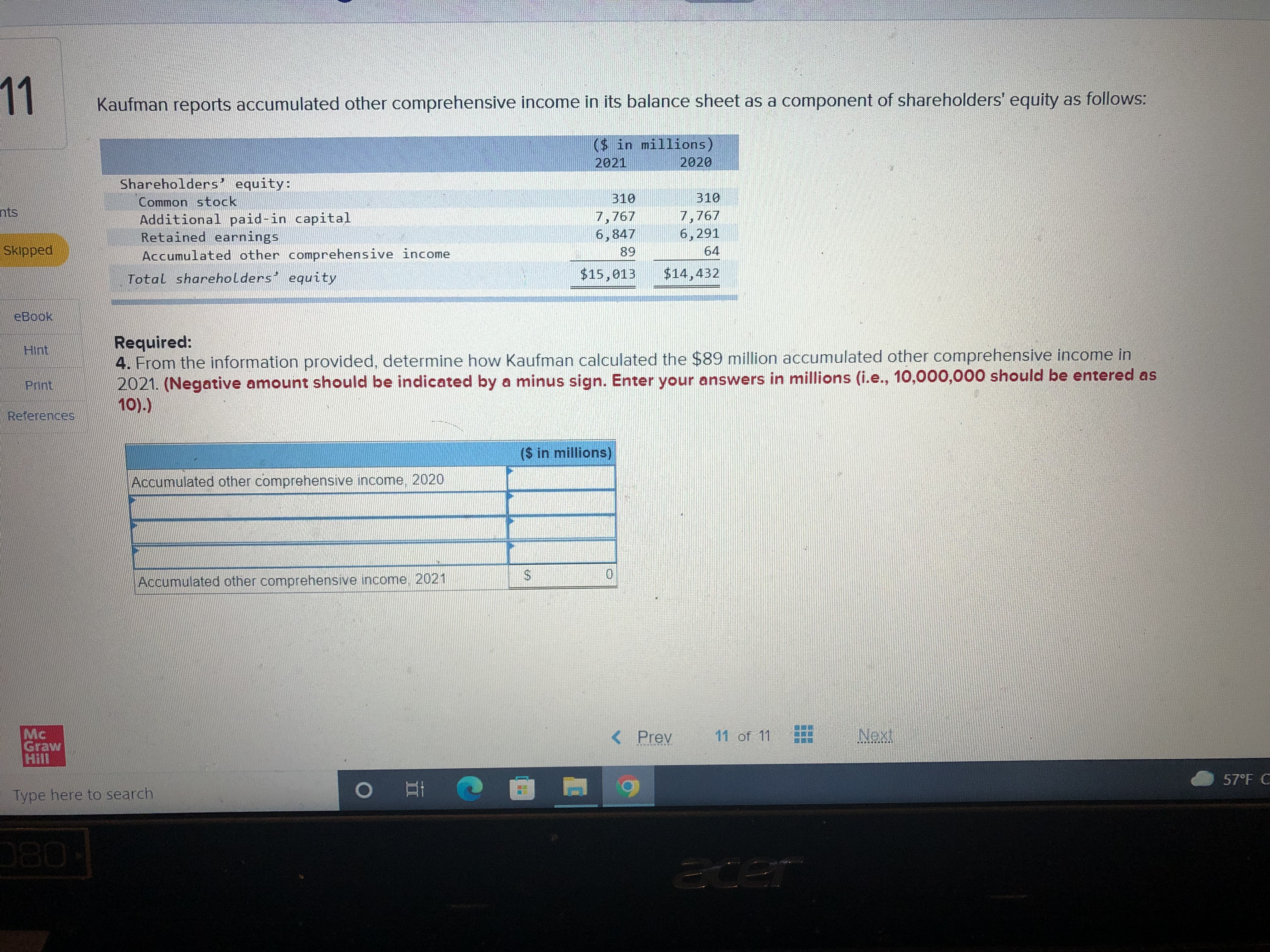 11 Kaufman reports accumulated other