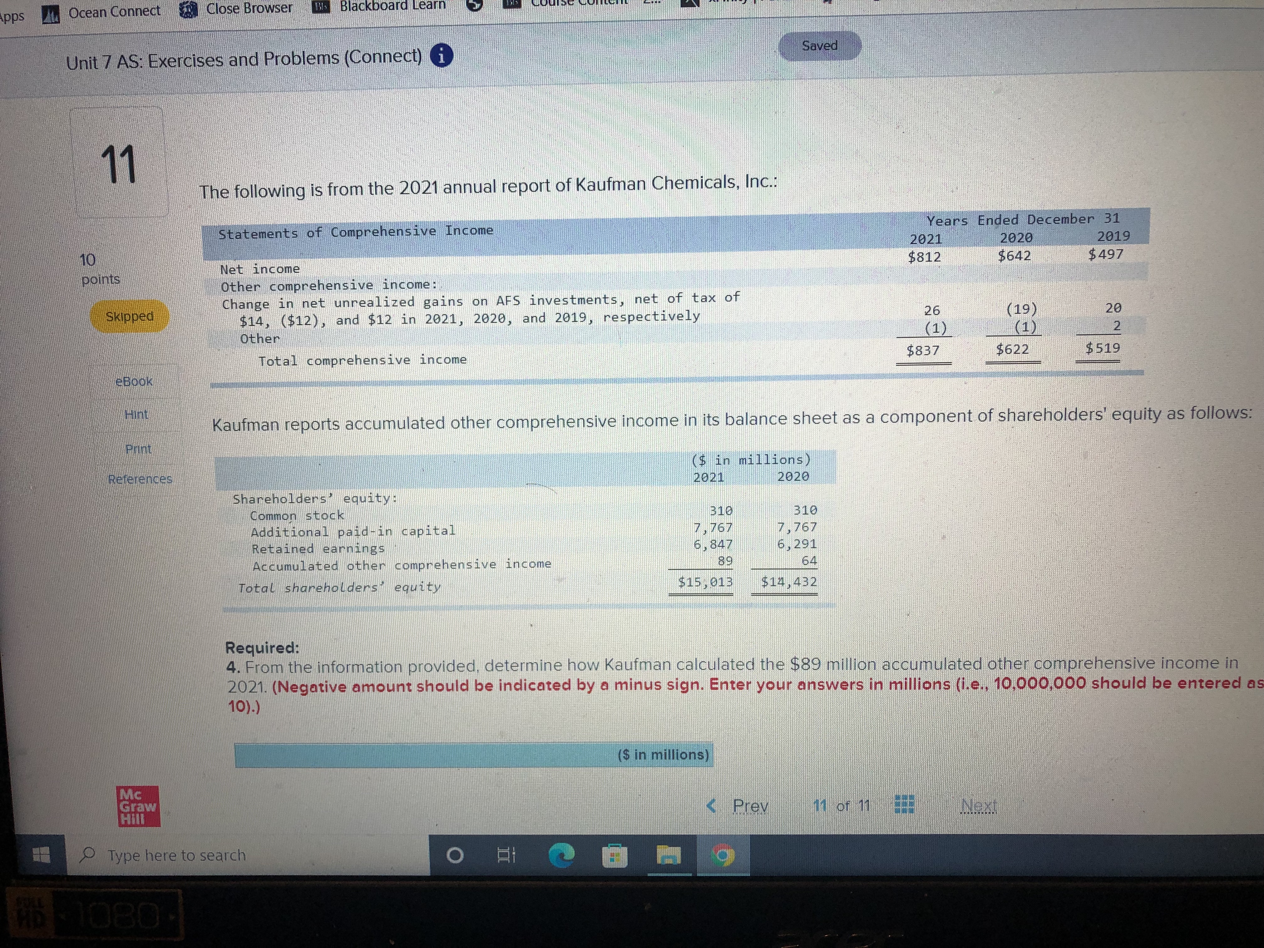 11 Kaufman reports accumulated other