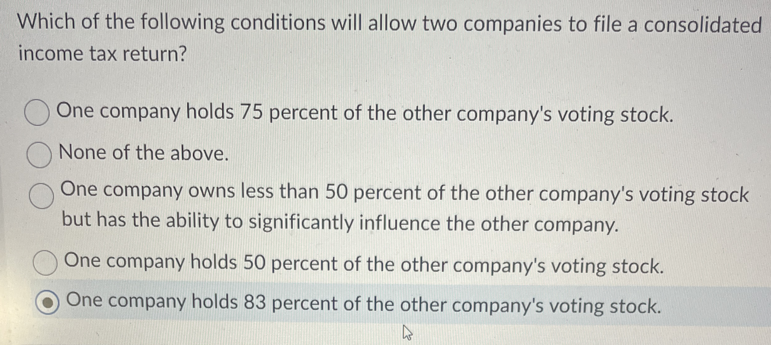 Which of the following conditions will allow two