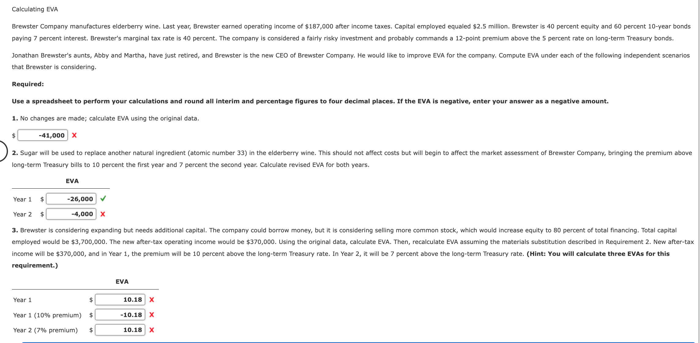 Calculating EVA Brewster Company manufactures