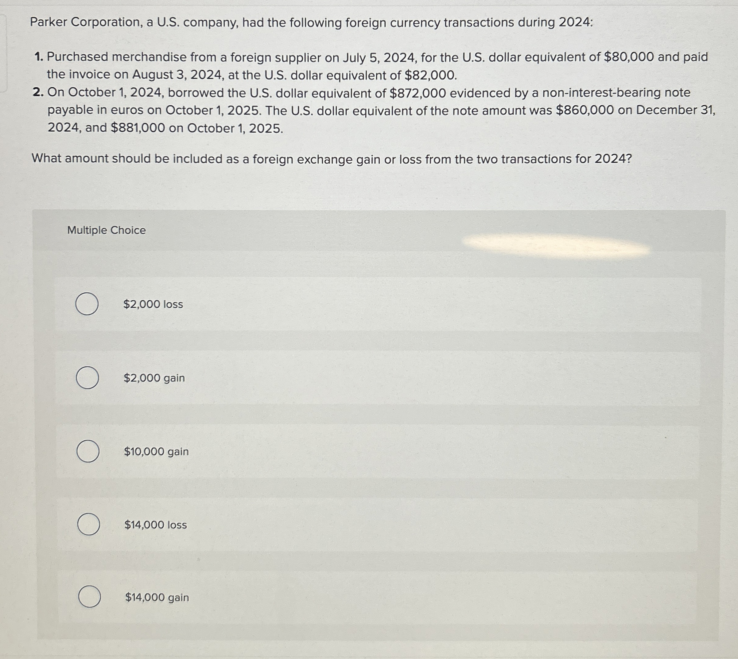 Parker Corporation, a U . S . company, had the