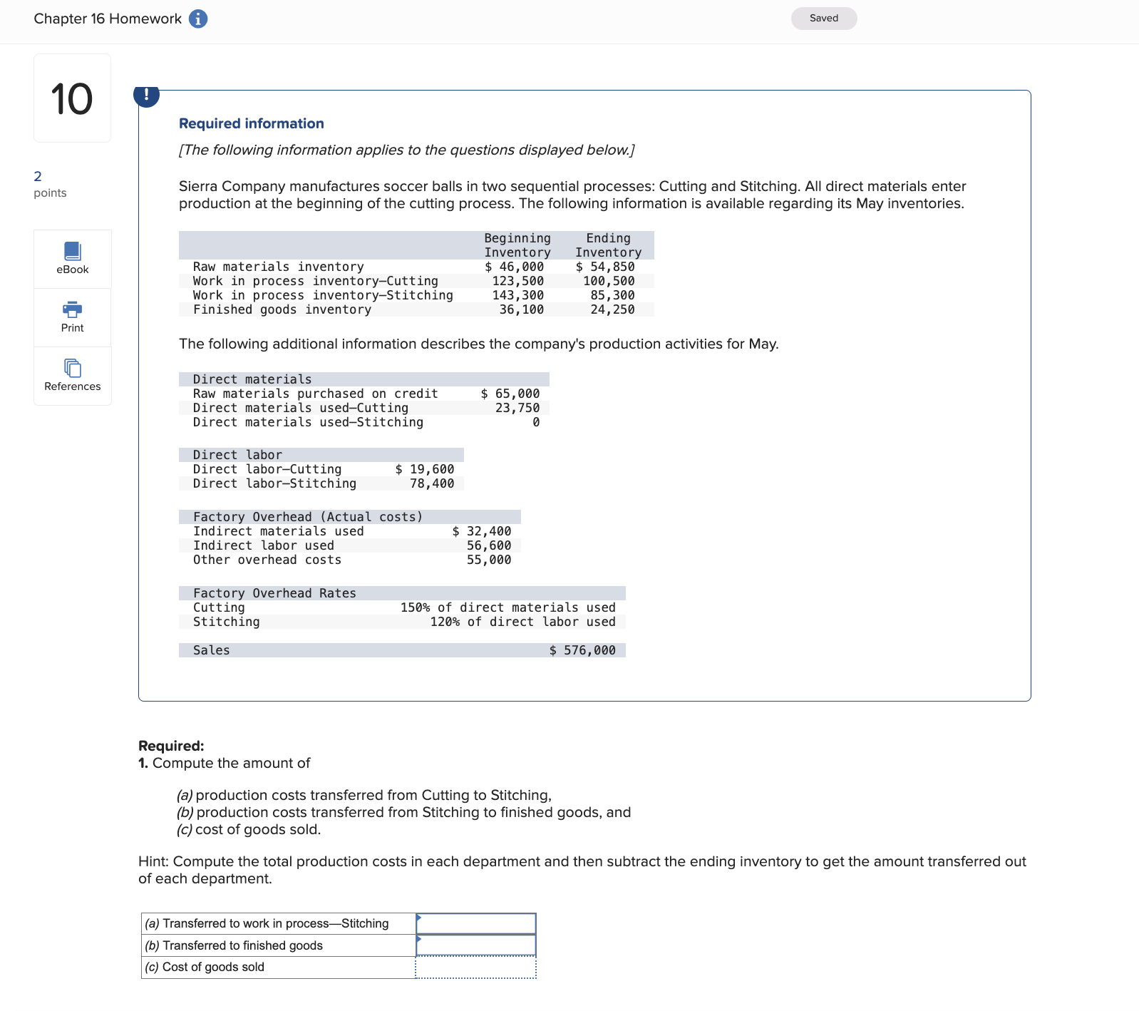 Chapter 1 6 Homework ( i ) 1 0 ! Required