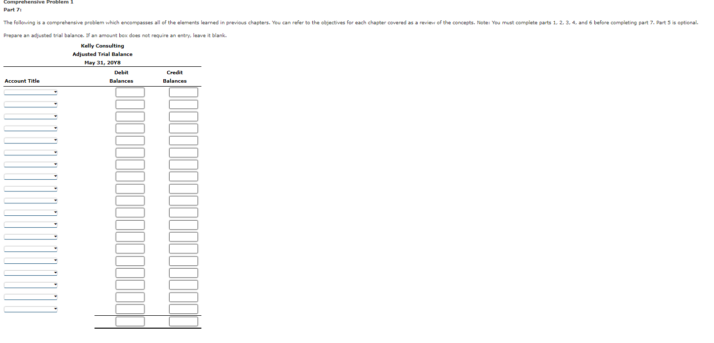 Comprehensive Problem 1 Part 1: The following is