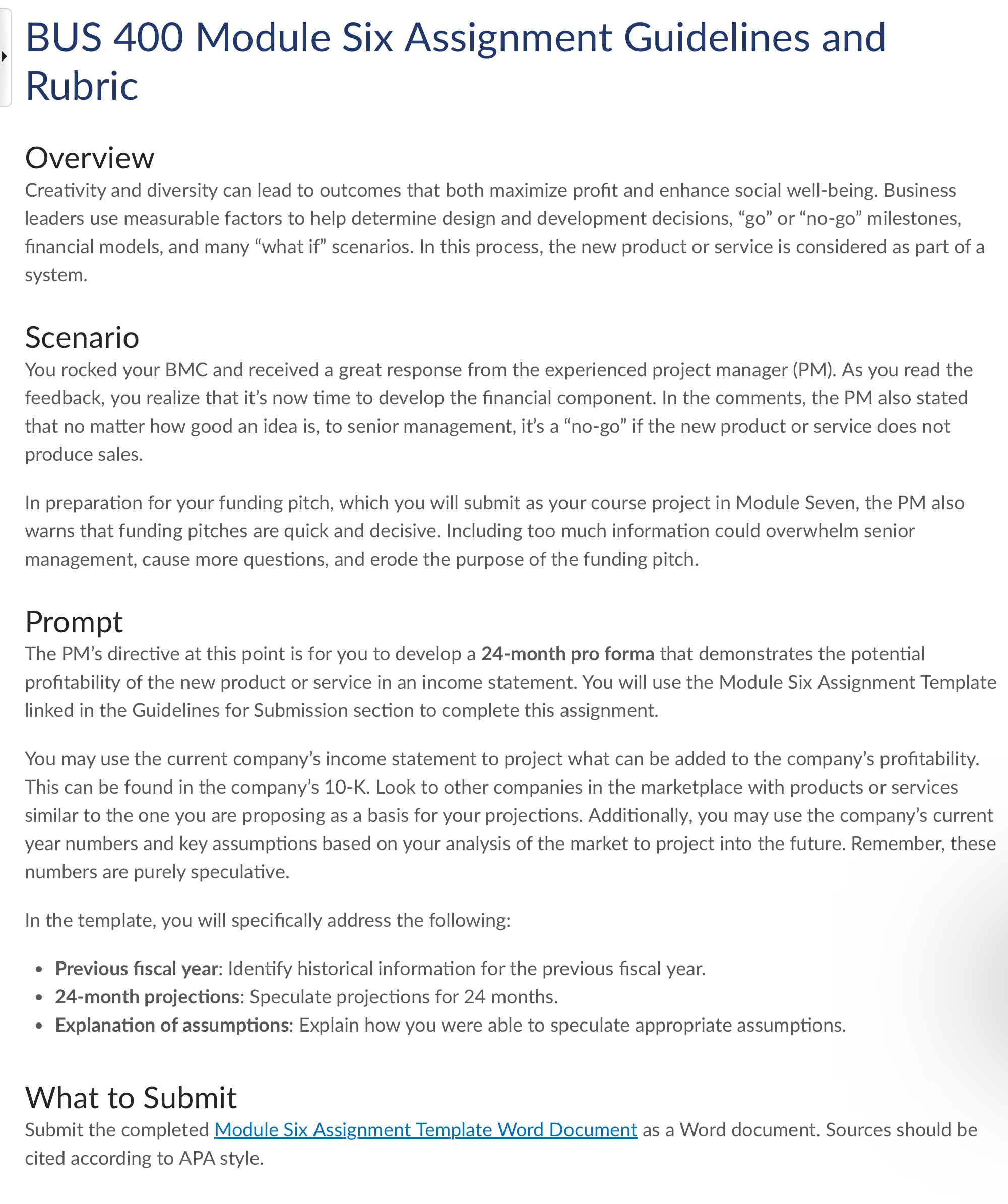 . BUS 400 Module Six Assignment Guidelines and