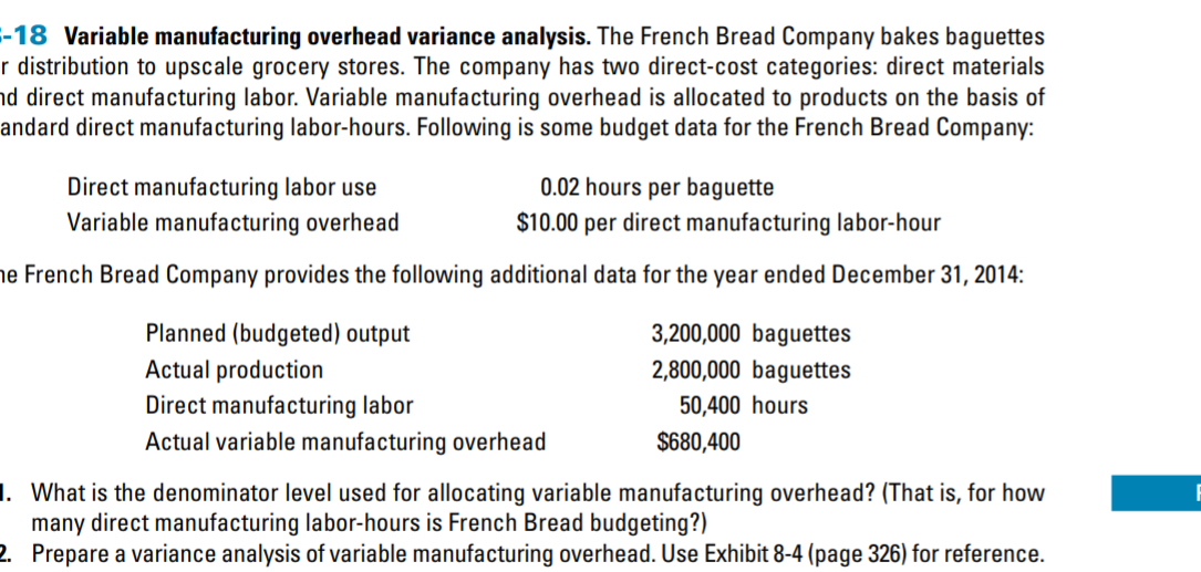 L-18 Variable manufacturing overhead variance