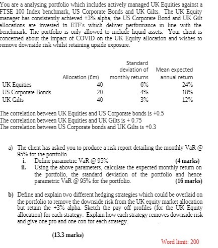 You are a analysing portfolio which includes
