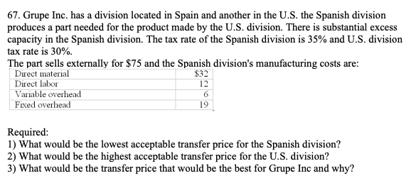 explain 67. Grupe Inc. has a division located in