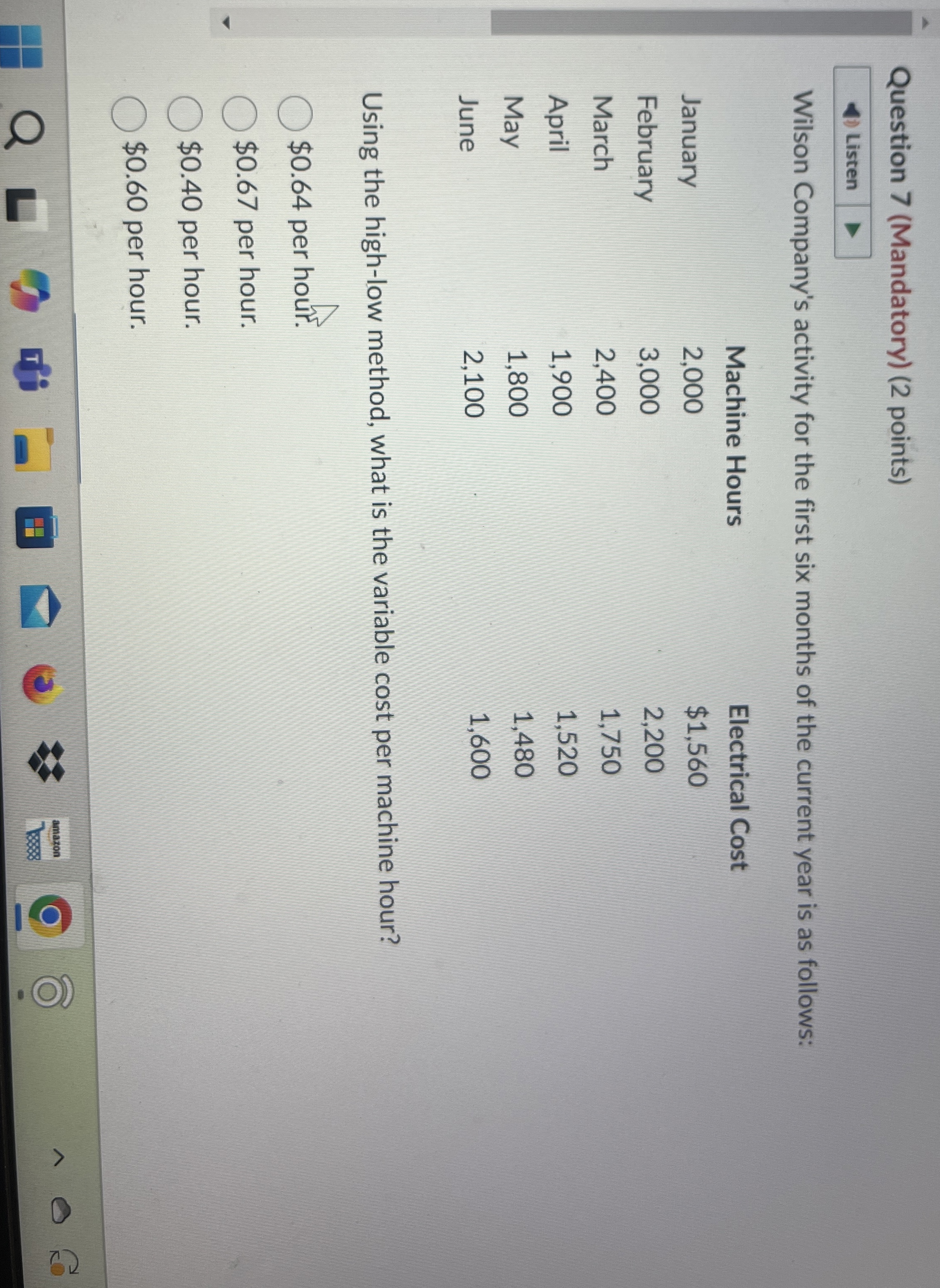 Question 7 ( Mandatory ) ( 2 points ) Wilson