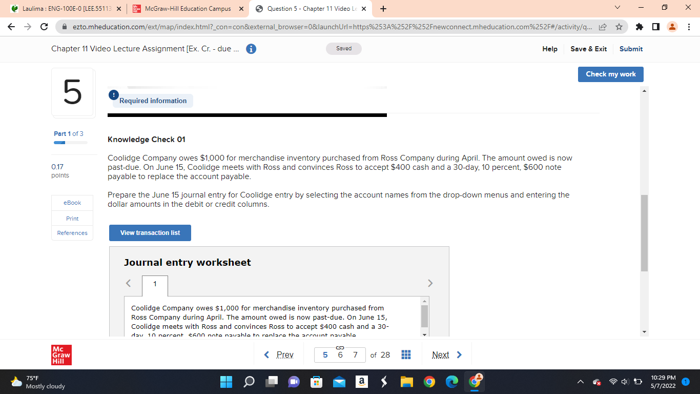 Laulima : ENG-100E-O [LEE.55113 x McGraw-Hill