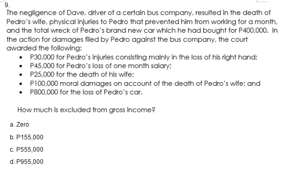 Subject: Income Taxation Provide solutions and