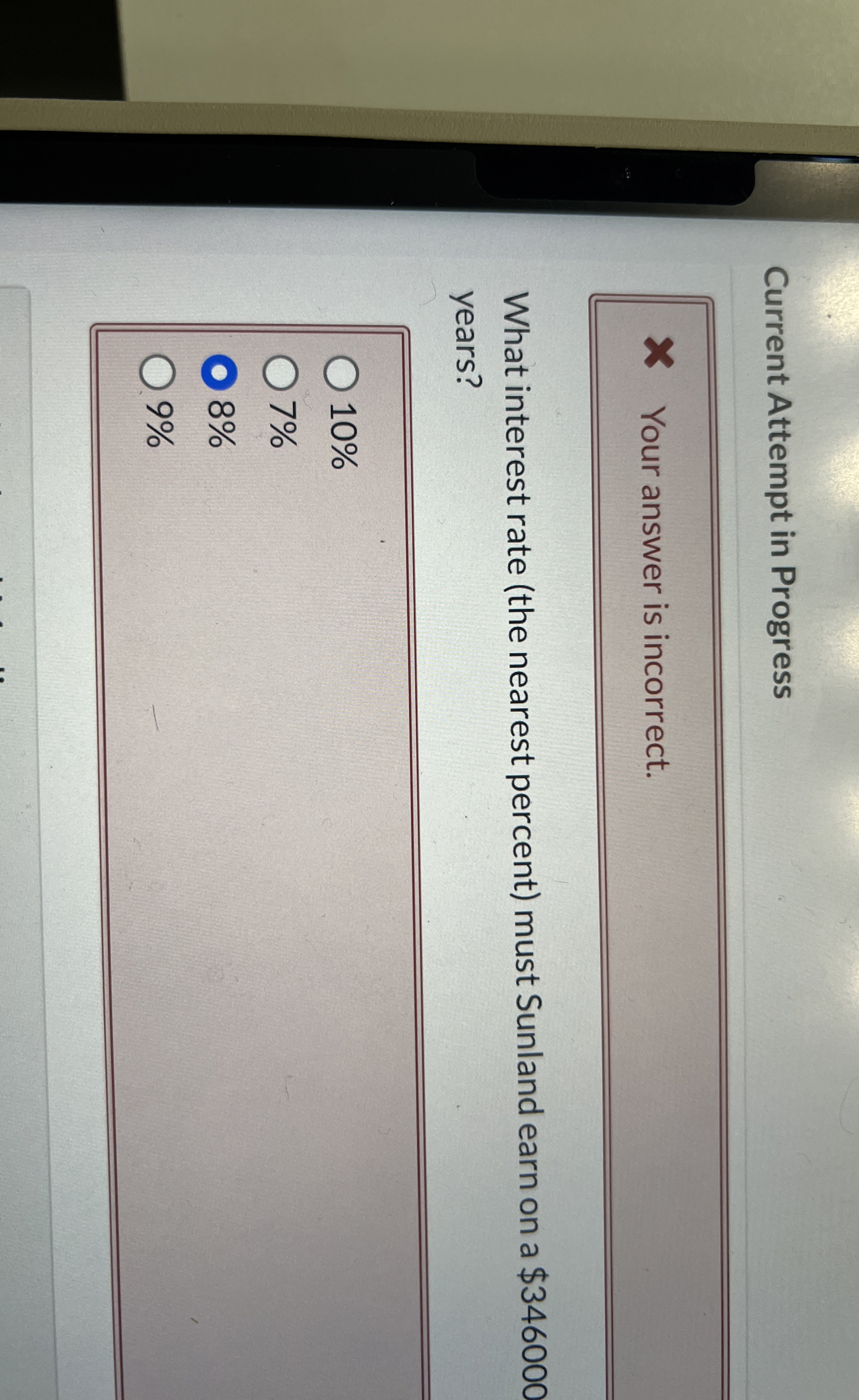 Current Attempt in Progress Your answer is