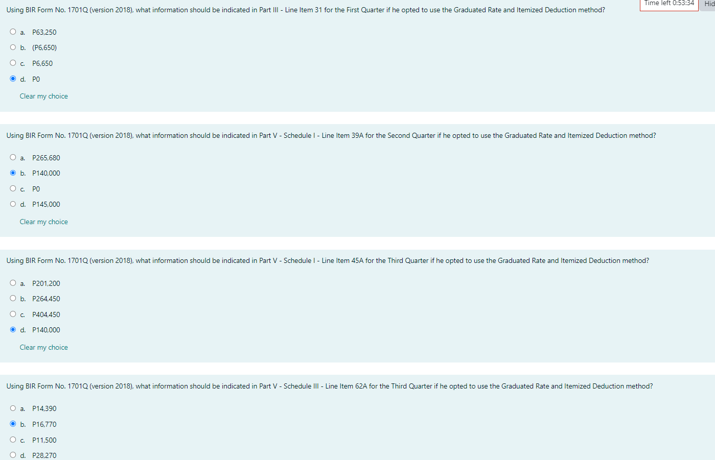 For the next 10 questions, refer to the following