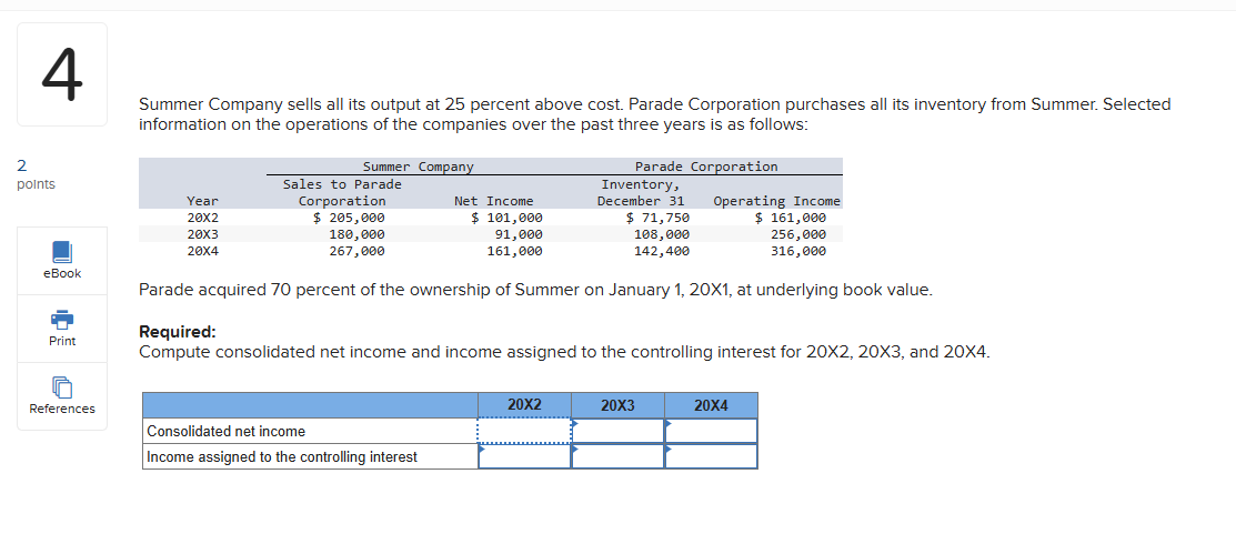 Summer Company sells all its output at 2 5