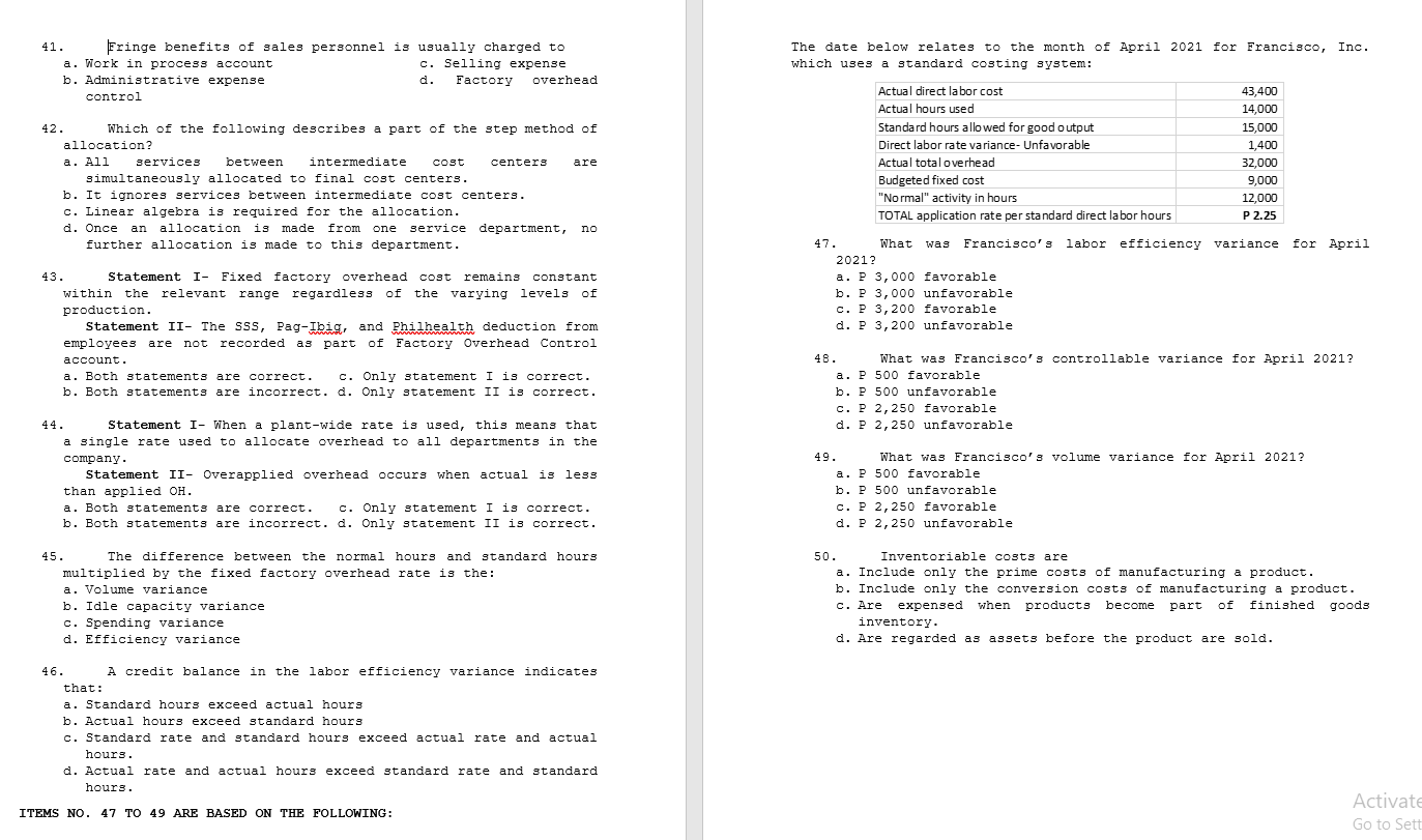 41. 42. 43. 44. 45. 46. [Fringe benefits of sales