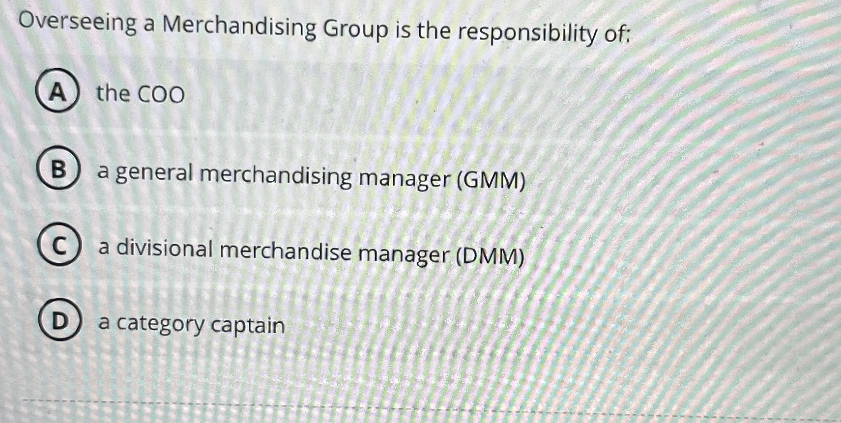 Overseeing a Merchandising Group is the
