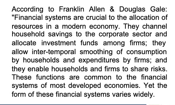 According to Franklin Allen & Douglas Gale: