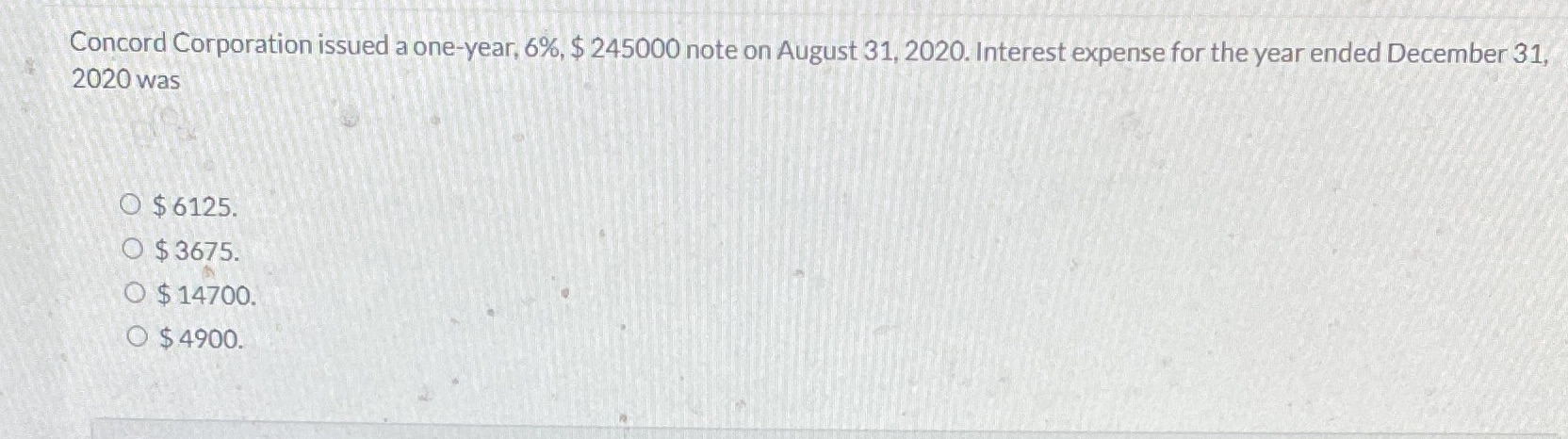 Concord Corporation issued a one-year, 6%, $