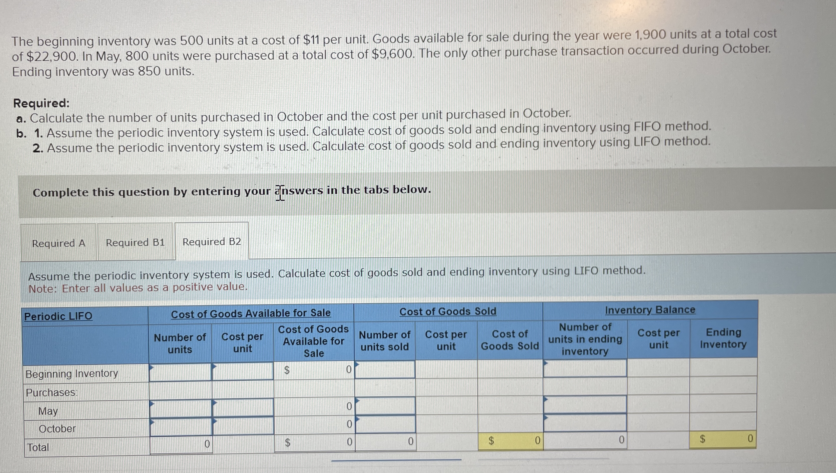 The beginning inventory was 5 0 0 units at a cost