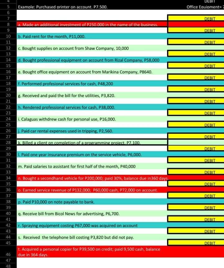 Help me please 5 Example: Purchased printer on