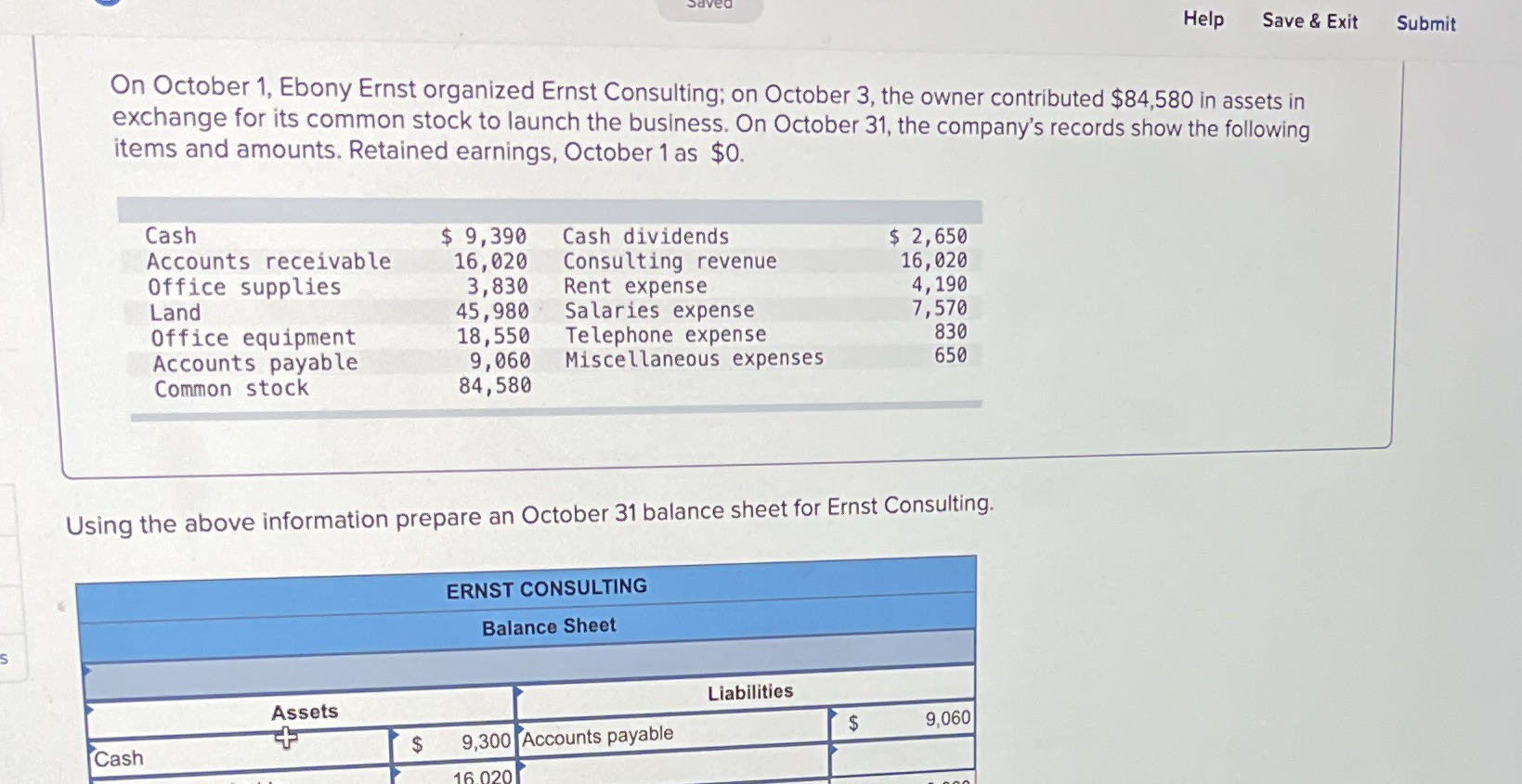 mework 1 Saved Help Sa Required information [The