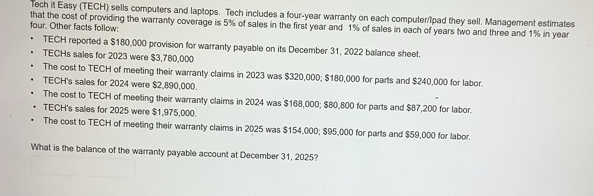 Tech it Easy (TECH) sells computers and laptops.