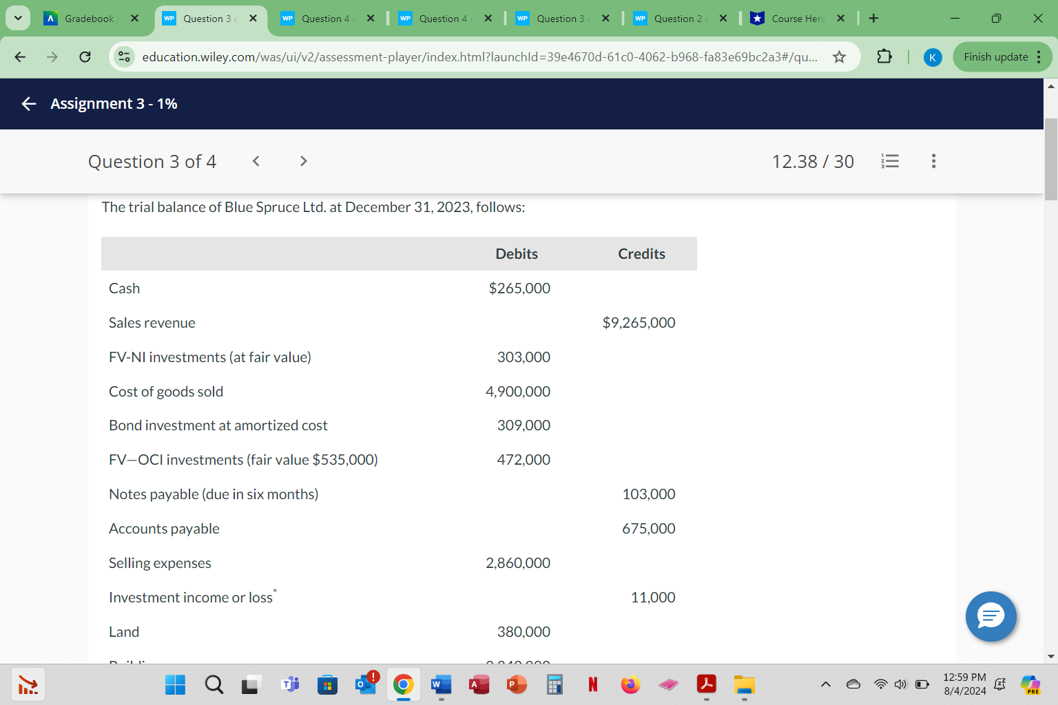 A Gradebook / X WP Question 3 ( X WP Question 4 (