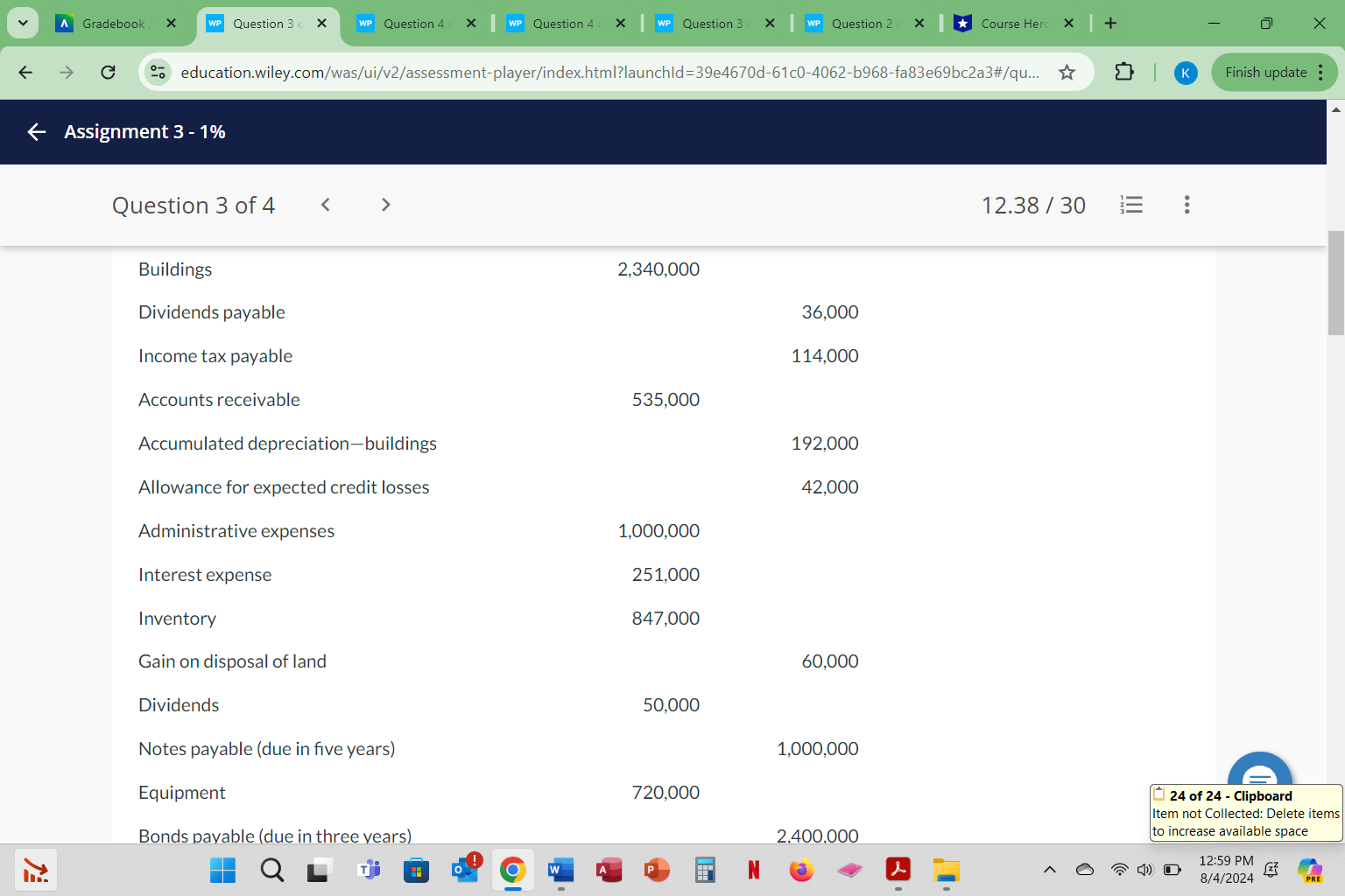 A Gradebook / X WP Question 3 ( X WP Question 4 (