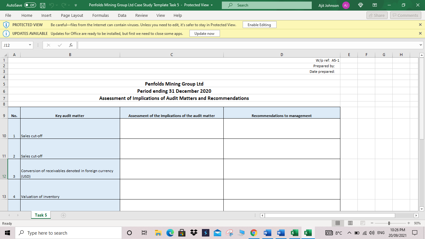 AutoSave O Off) 7) 7 - Penfold Led Audit Case