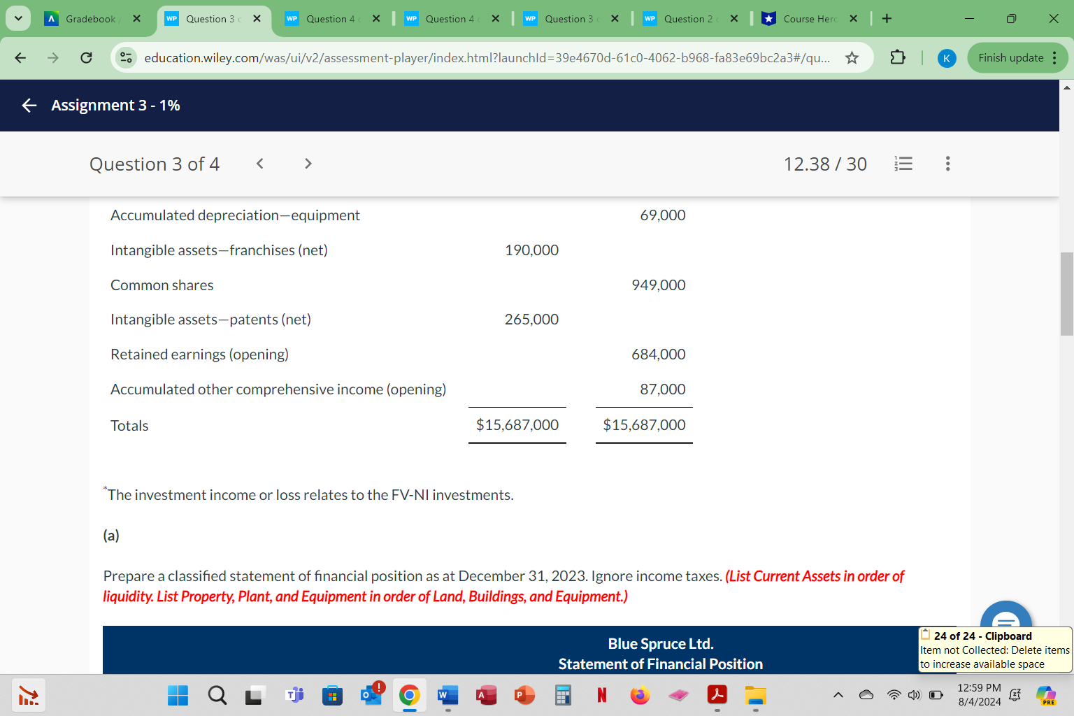 A Gradebook / X WP Question 3 ( X WP Question 4 (