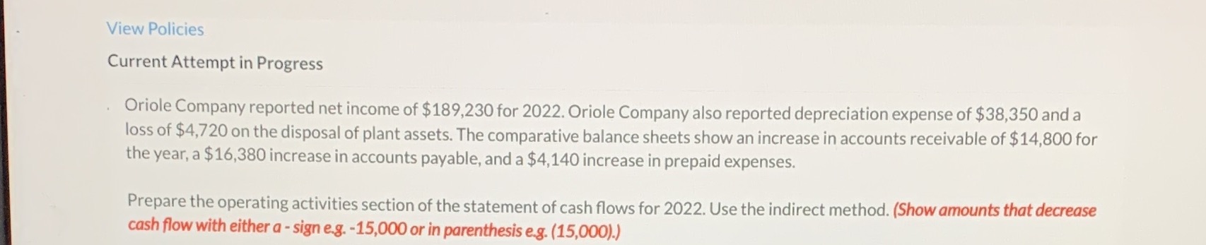 View Policies Current Attempt in Progress Oriole